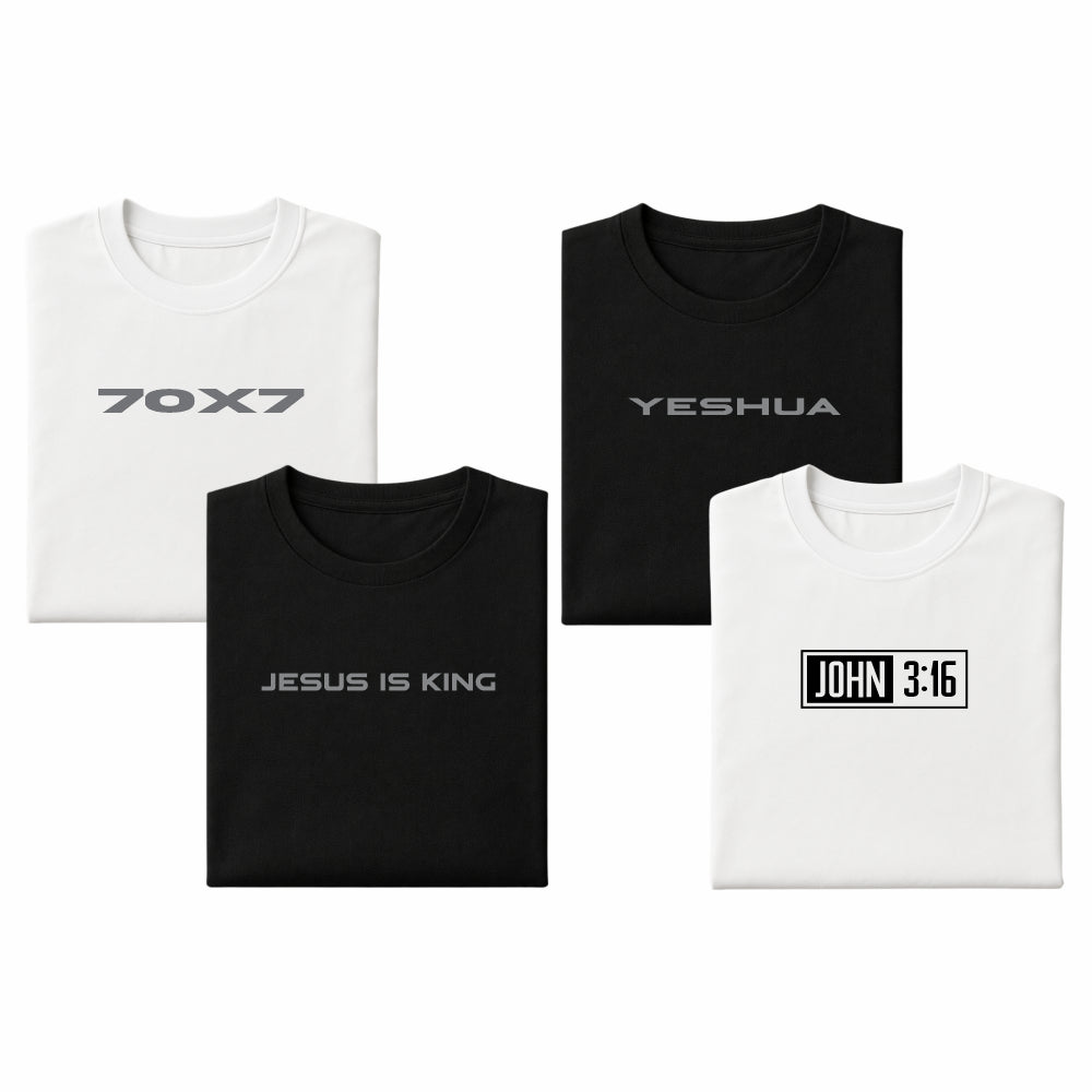 Estampas cristãs minimalistas — kit camisetas gospel masculino