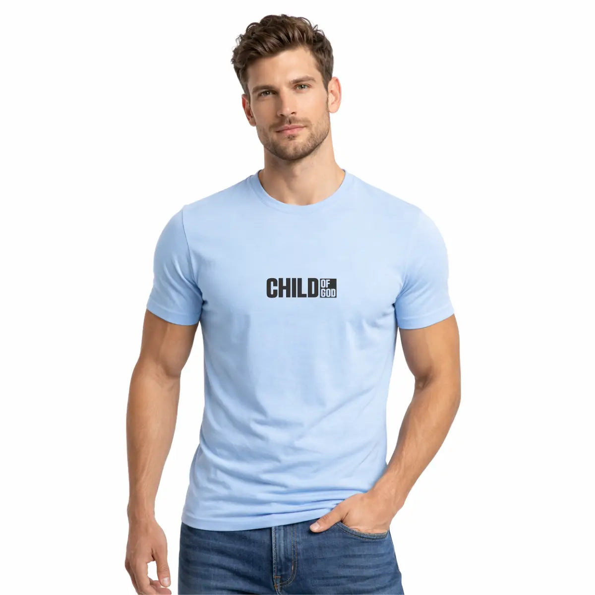 Camiseta  evangelica Child of God Masculina azul bebe | crista | Grace in Vogue 