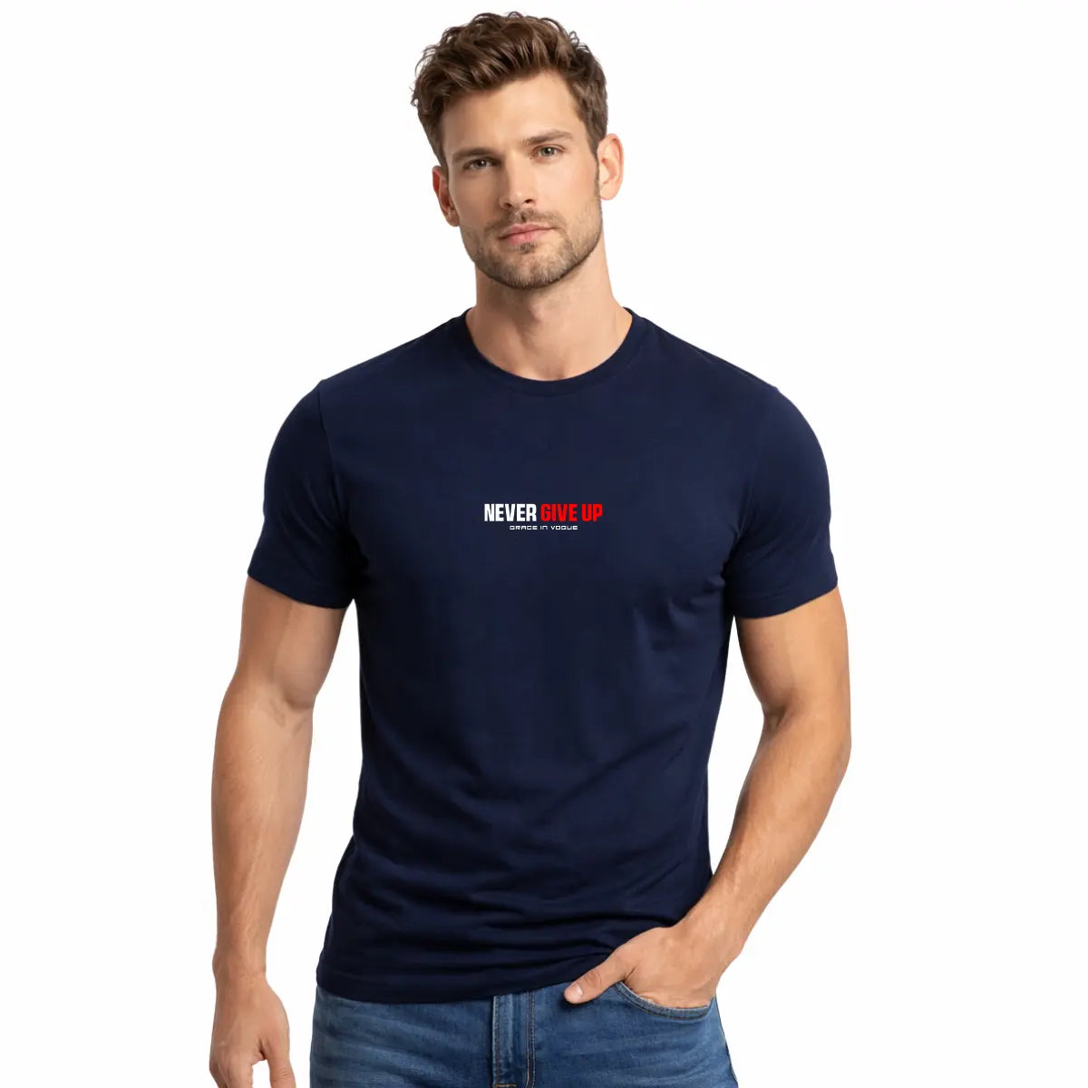 Camiseta Masculina Crista Never Give Up