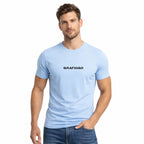Camiseta Gratidão masculina azul bebe — estampa religiosa minimalista Grace in Vogue