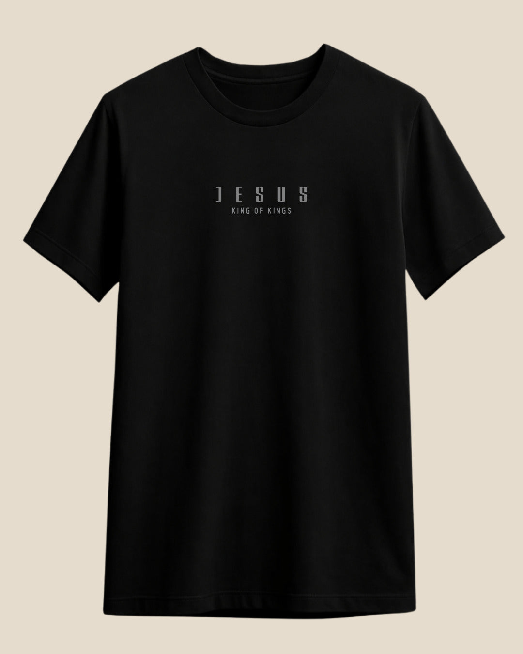 Camiseta Jesus King of Kings masculina preta — Rei dos Reis — Grace in Vogue
