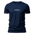 Camiseta Blessed masculina azul — estampa gospel minimalista 